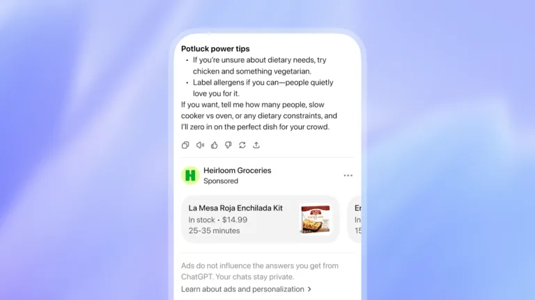 Algunos usuarios de ChatGPT empiezan a ver anuncios en el chatbot